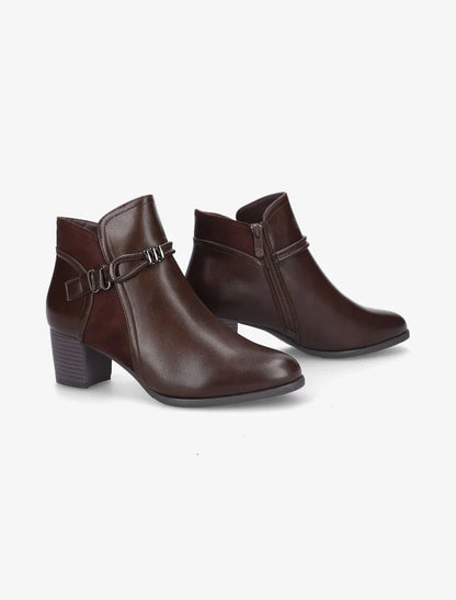 Bottines en simili et suédine à contrefort stylisé