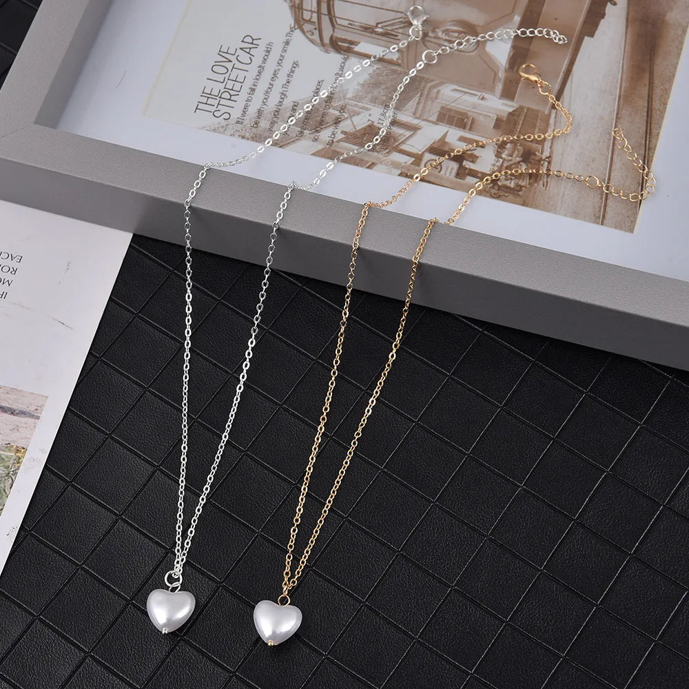 New Beaded Necklace Love Imitation Pearl Necklace