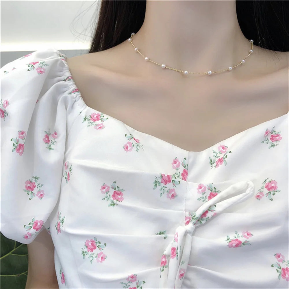 New Beaded Necklace Love Imitation Pearl Necklace