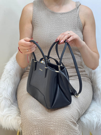 Medium Sac à Main Effet Tissus Bi-matières