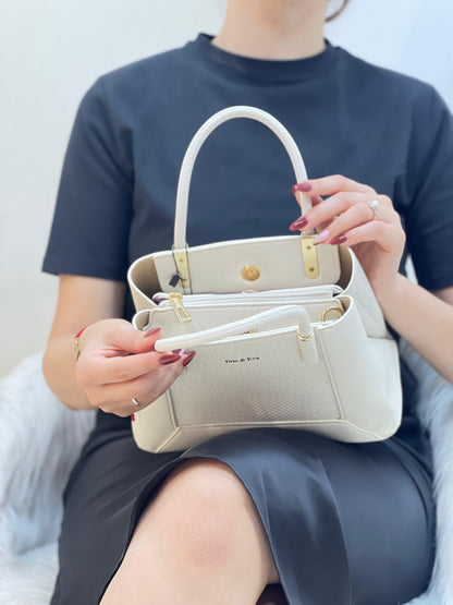 Medium Sac à Main Effet Tissus Bi-matières