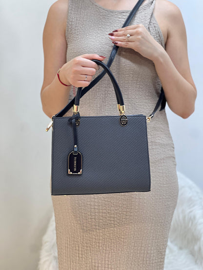 Medium Sac à Main Effet Tissu Avec Pendentif