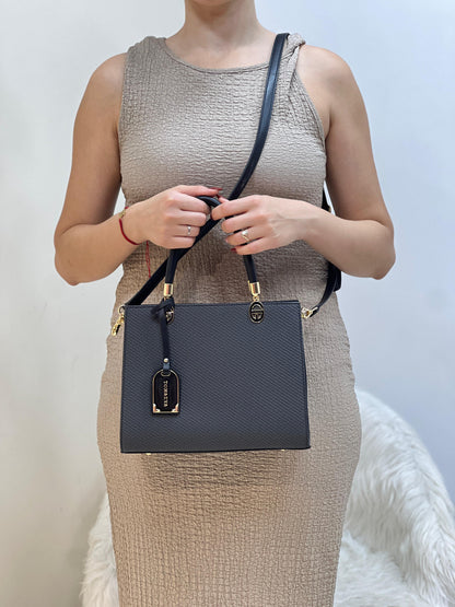 Medium Sac à Main Effet Tissu Avec Pendentif