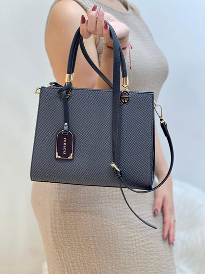 Medium Sac à Main Effet Tissu Avec Pendentif