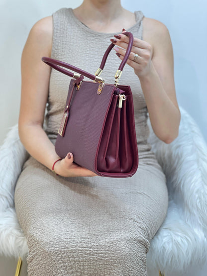 Medium Sac à Main Effet Tissu Avec Pendentif