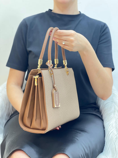 Medium Sac à Main Effet Tissu Avec Pendentif