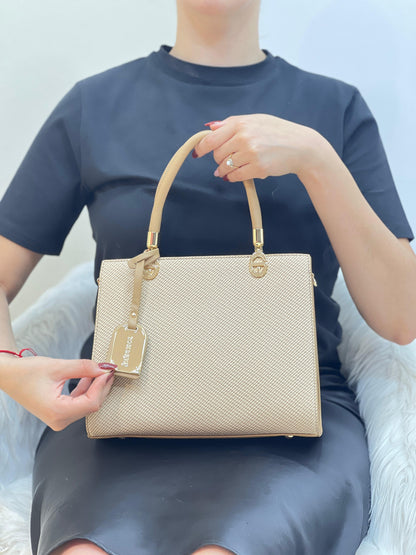 Medium Sac à Main Effet Tissu Avec Pendentif