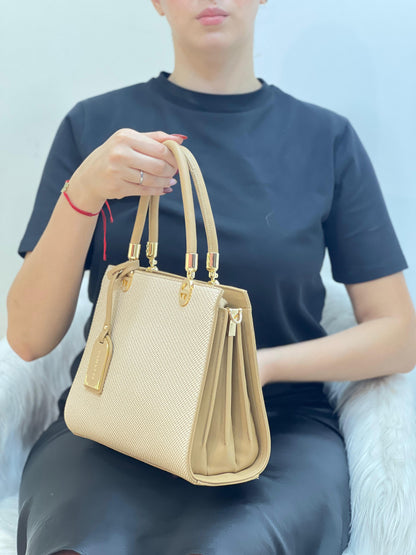 Medium Sac à Main Effet Tissu Avec Pendentif