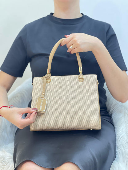 Medium Sac à Main Effet Tissu Avec Pendentif