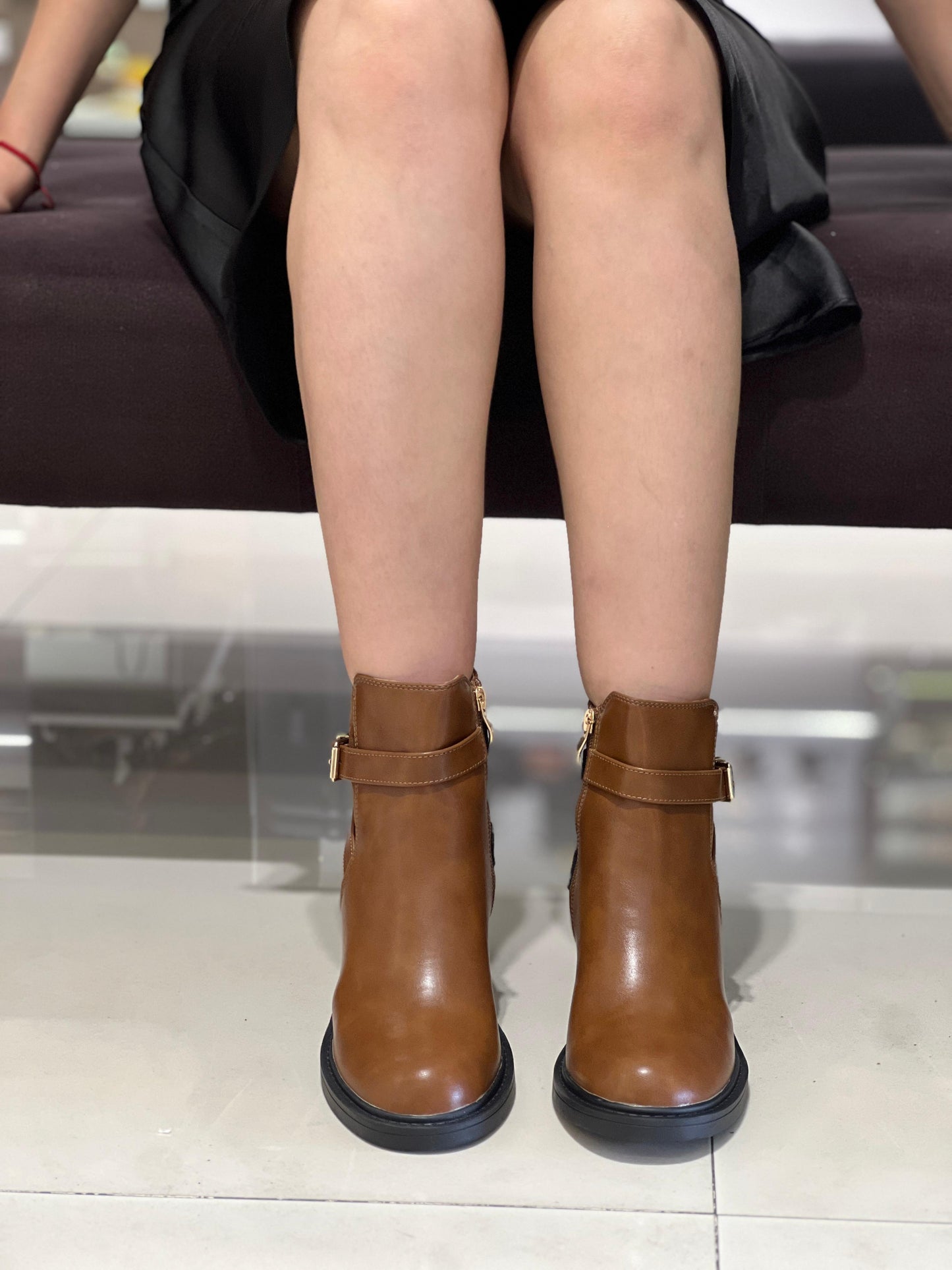 bottines noires à talon épais