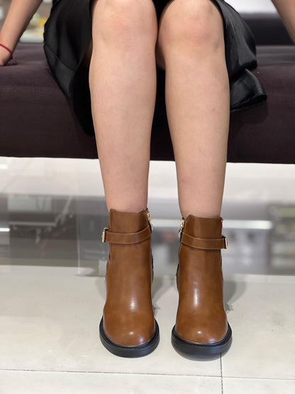 bottines noires à talon épais