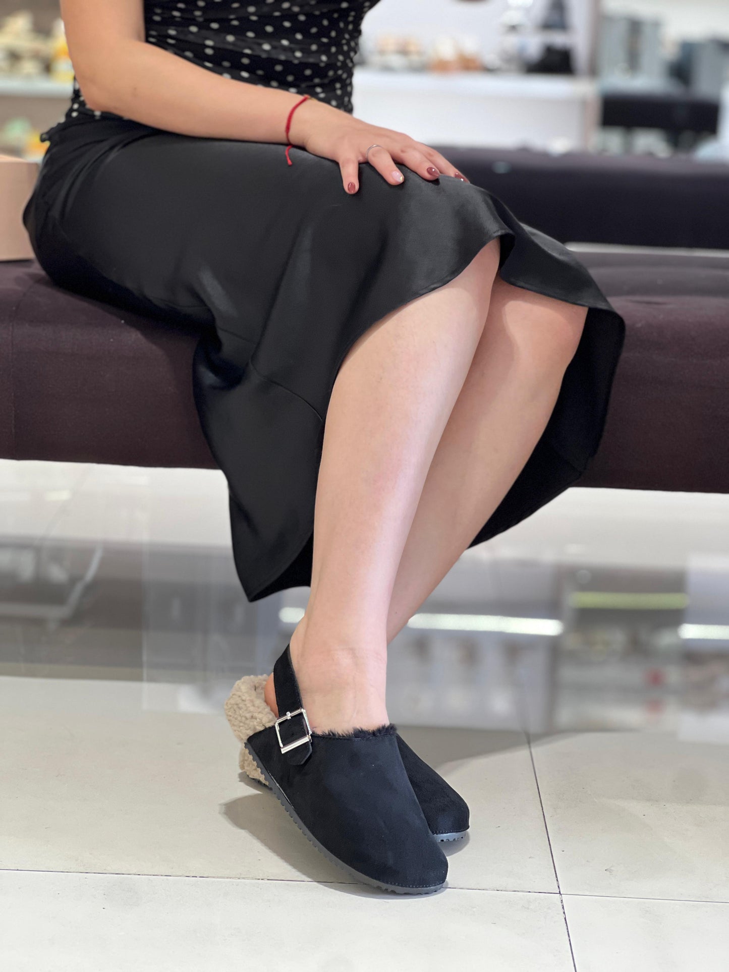 Sabot d'intérieur/extérieur unicolores en peluche à la mode