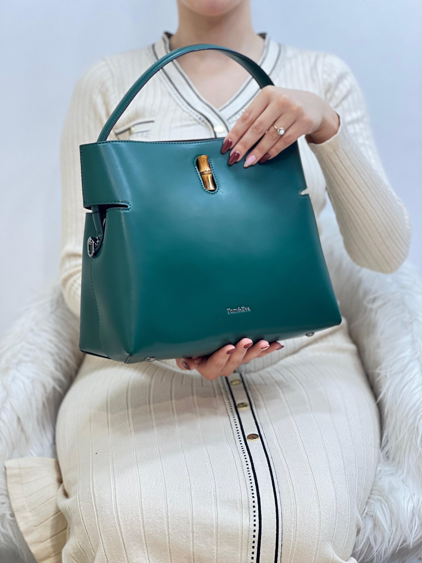 Sac Seau Double Porté Fermoir Bambou