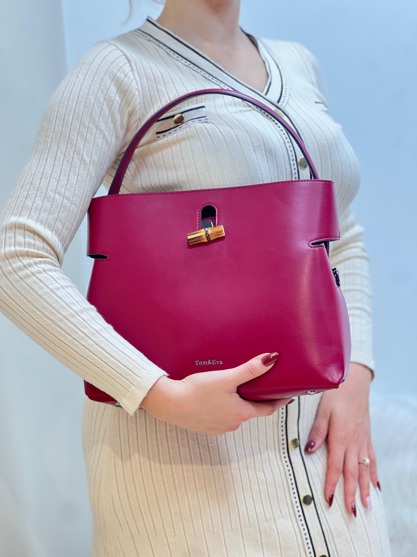 Sac Seau Double Porté Fermoir Bambou