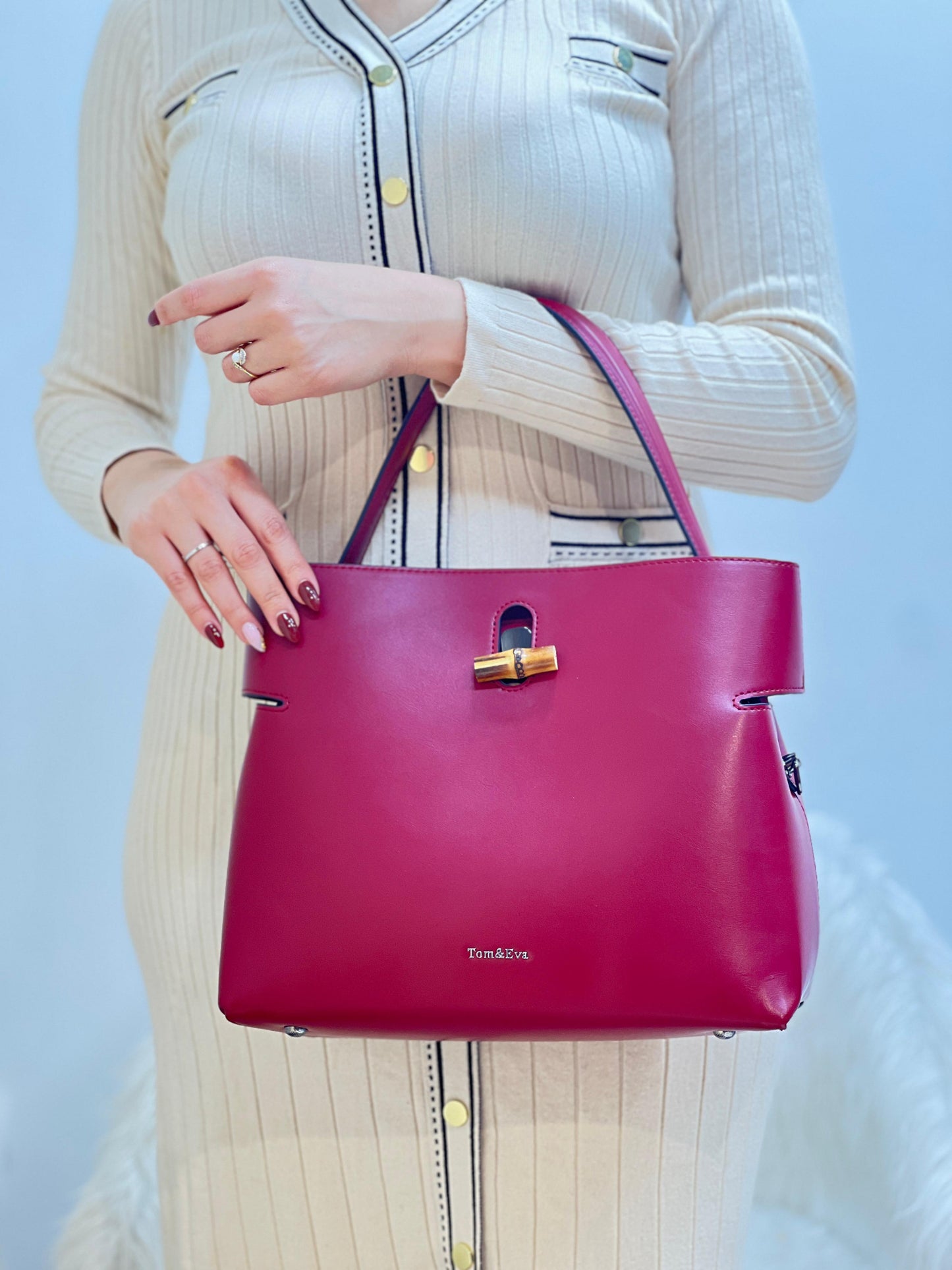 Sac Seau Double Porté Fermoir Bambou