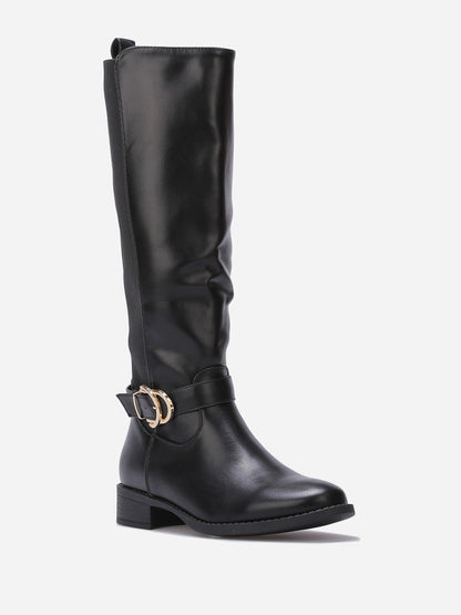 Bottes cavalières stretch à boucle