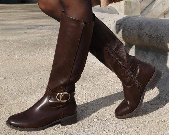 Bottes cavalières stretch à boucle