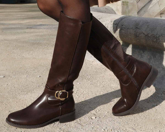 Bottes cavalières stretch à boucle