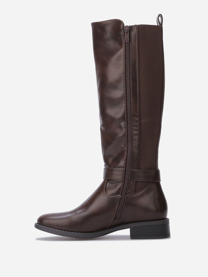 Bottes cavalières stretch à boucle