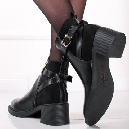 bottines noires à talon épais