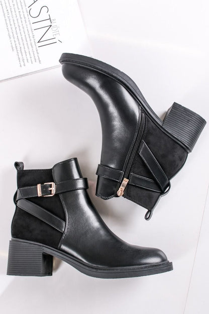 bottines noires à talon épais