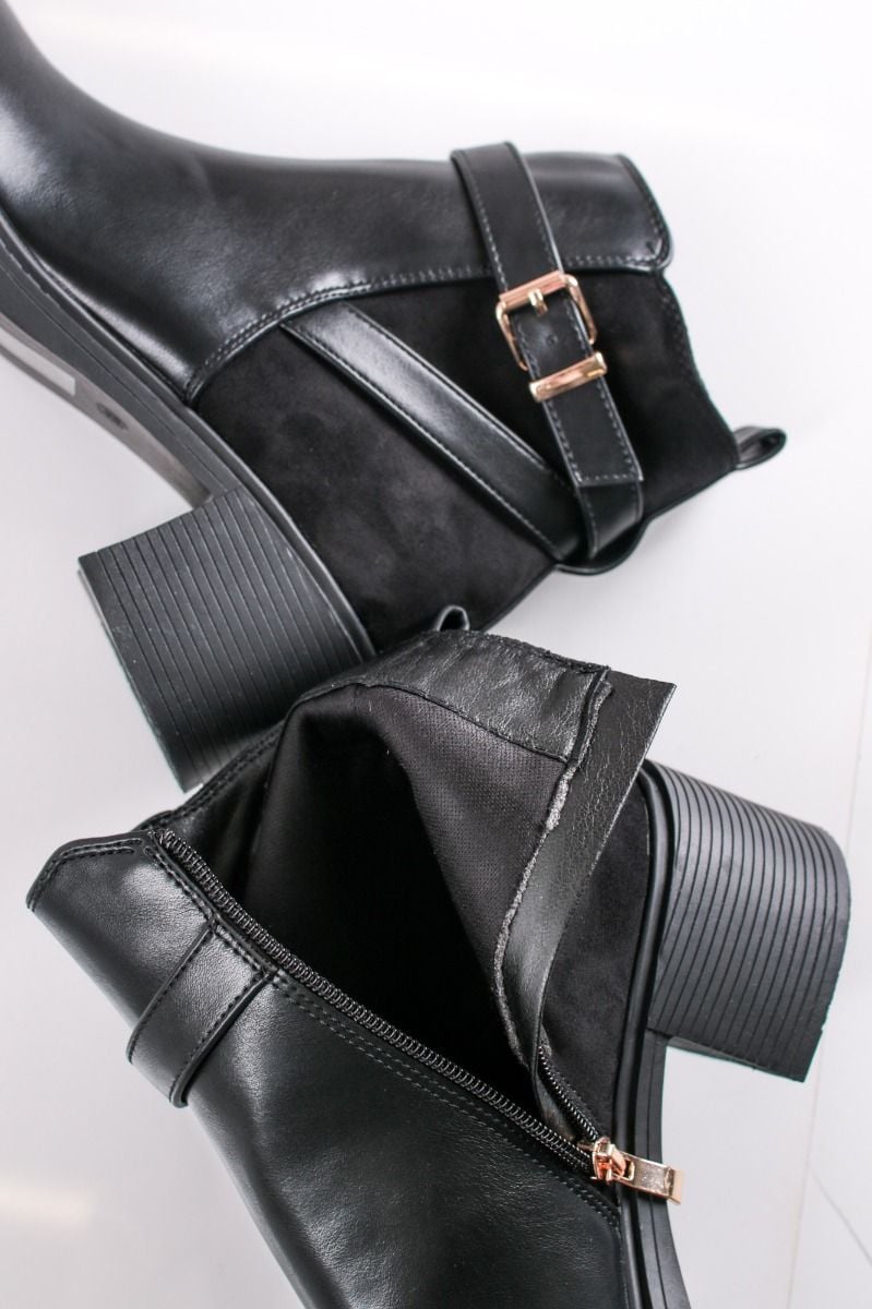 bottines noires à talon épais