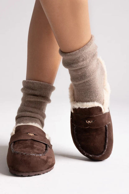 Sabots fourrées en daim