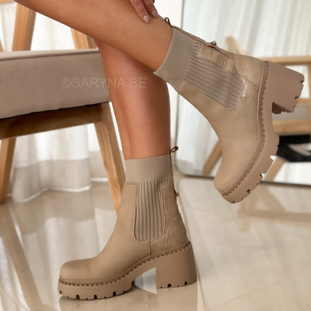 bottines à plateforme épaisse style chaussette à enfiler pour femme