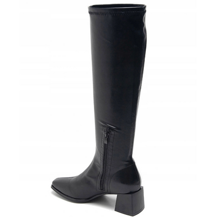 Botte haute à talon bas avec semelle en caoutchouc antidérapante