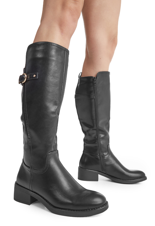 Bottes unies élastiquées à talon