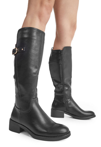 Bottes unies élastiquées à talon