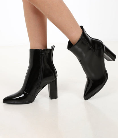 Bottines noires vernies