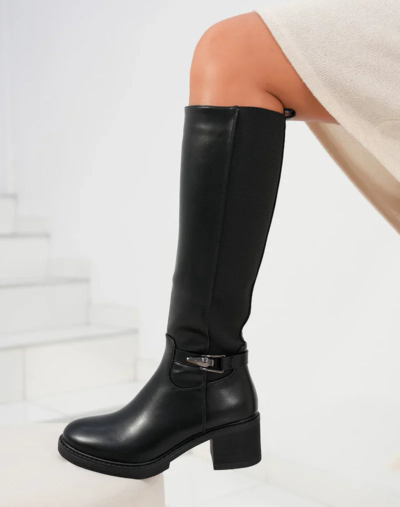 Bottes élastiquées en simili à boucle