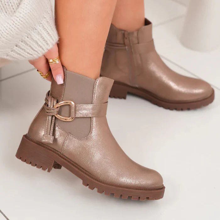 bottines avec sangle nouée