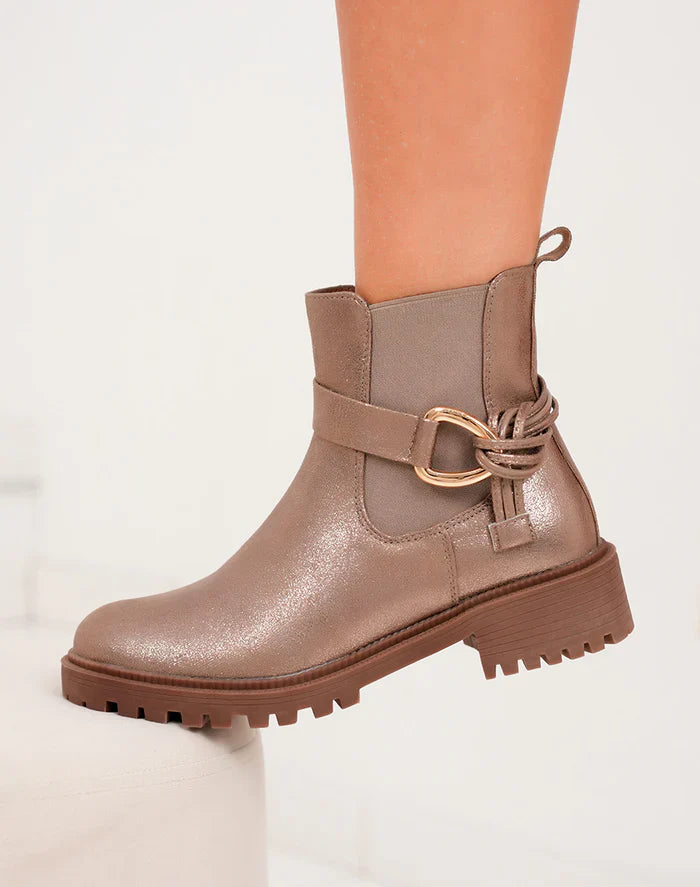 bottines avec sangle nouée