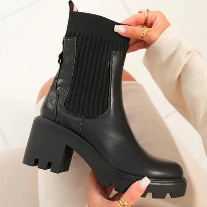 bottines à plateforme épaisse style chaussette à enfiler pour femme
