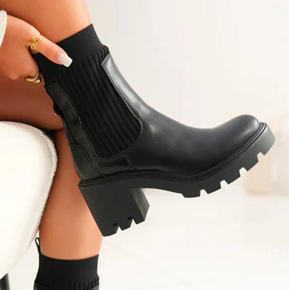 bottines à plateforme épaisse style chaussette à enfiler pour femme