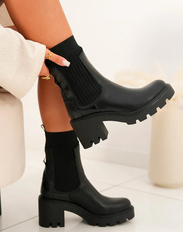 bottines à plateforme épaisse style chaussette à enfiler pour femme