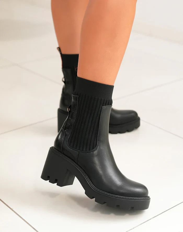 bottines à plateforme épaisse style chaussette à enfiler pour femme