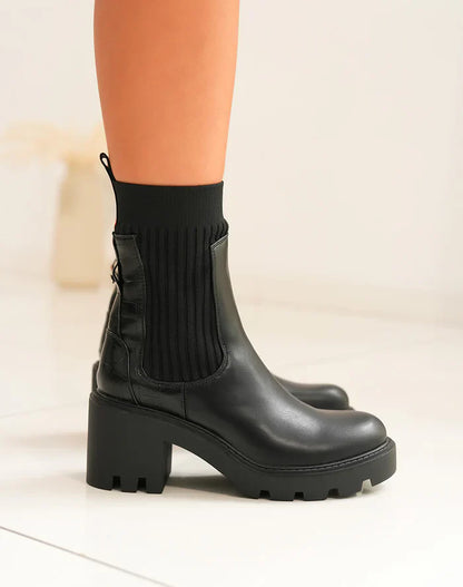 bottines à plateforme épaisse style chaussette à enfiler pour femme