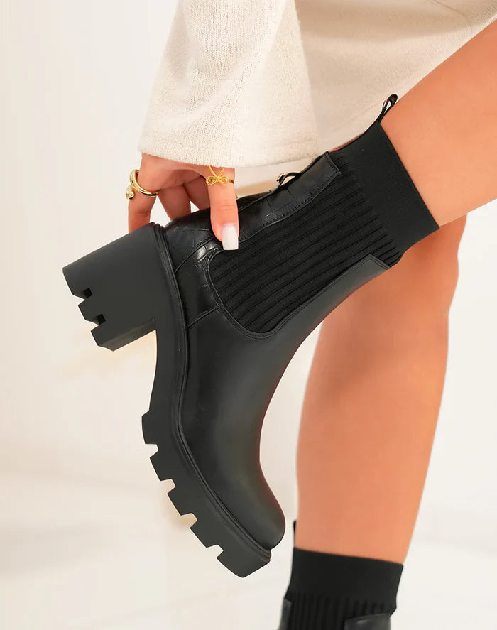 bottines à plateforme épaisse style chaussette à enfiler pour femme