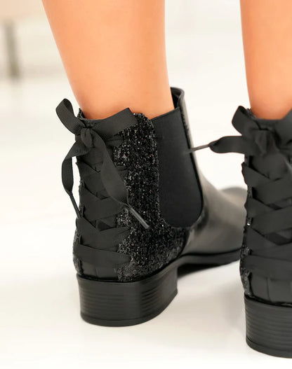 Bottines en simili à contrefort pailleté