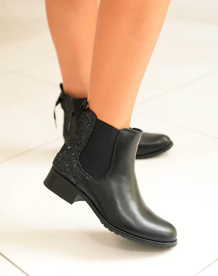 Bottines en simili à contrefort pailleté