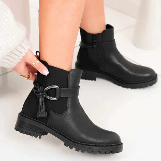 bottines avec sangle nouée