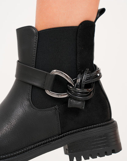 bottines avec sangle nouée