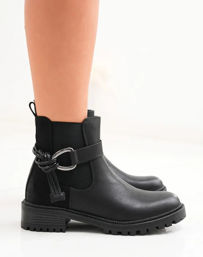 bottines avec sangle nouée