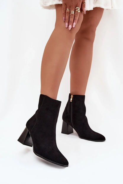 bottines pour femme en daim écologique avec fermeture éclair et talon