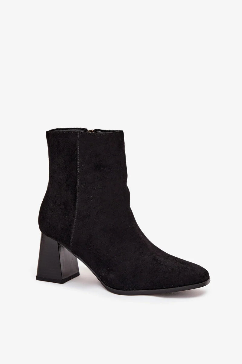 bottines pour femme en daim écologique avec fermeture éclair et talon