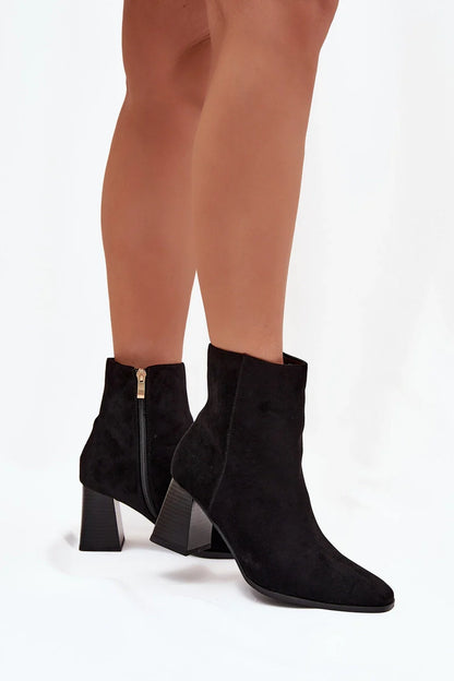 bottines pour femme en daim écologique avec fermeture éclair et talon