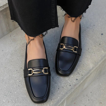 Mocassins en Simili Cuir avec Détail Métallique